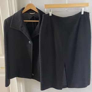 Max Mara  classic wool, nylon & spandex boiled wool. Front split on skirt.